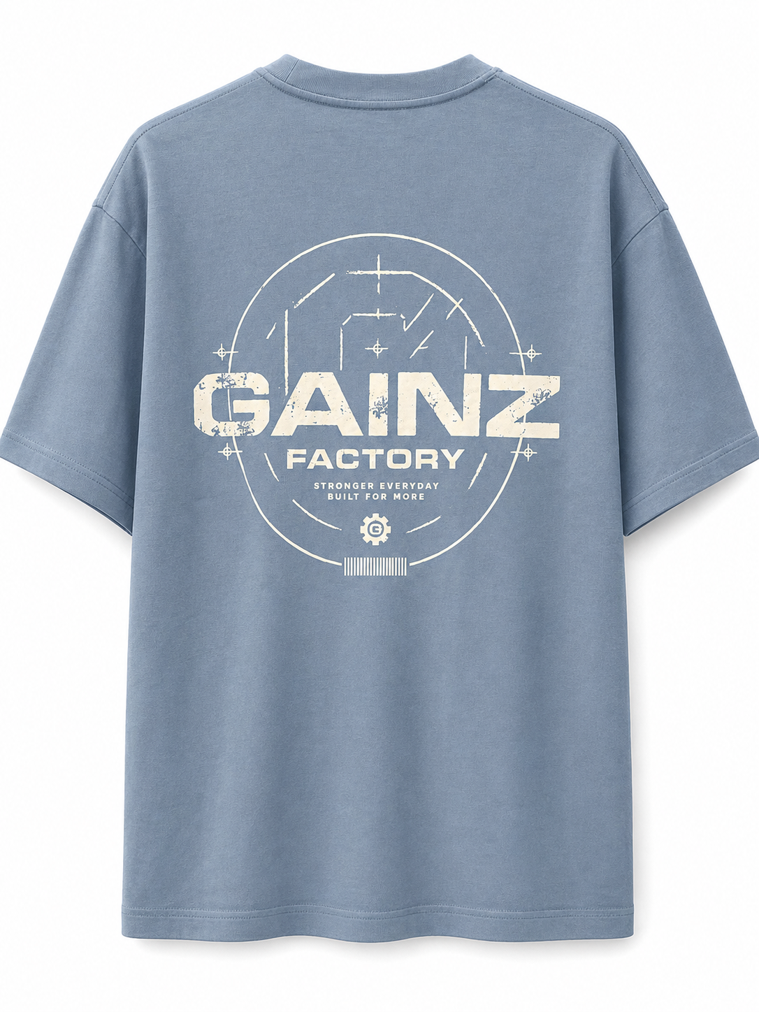 Oversized Graphic Tee – Blue & white