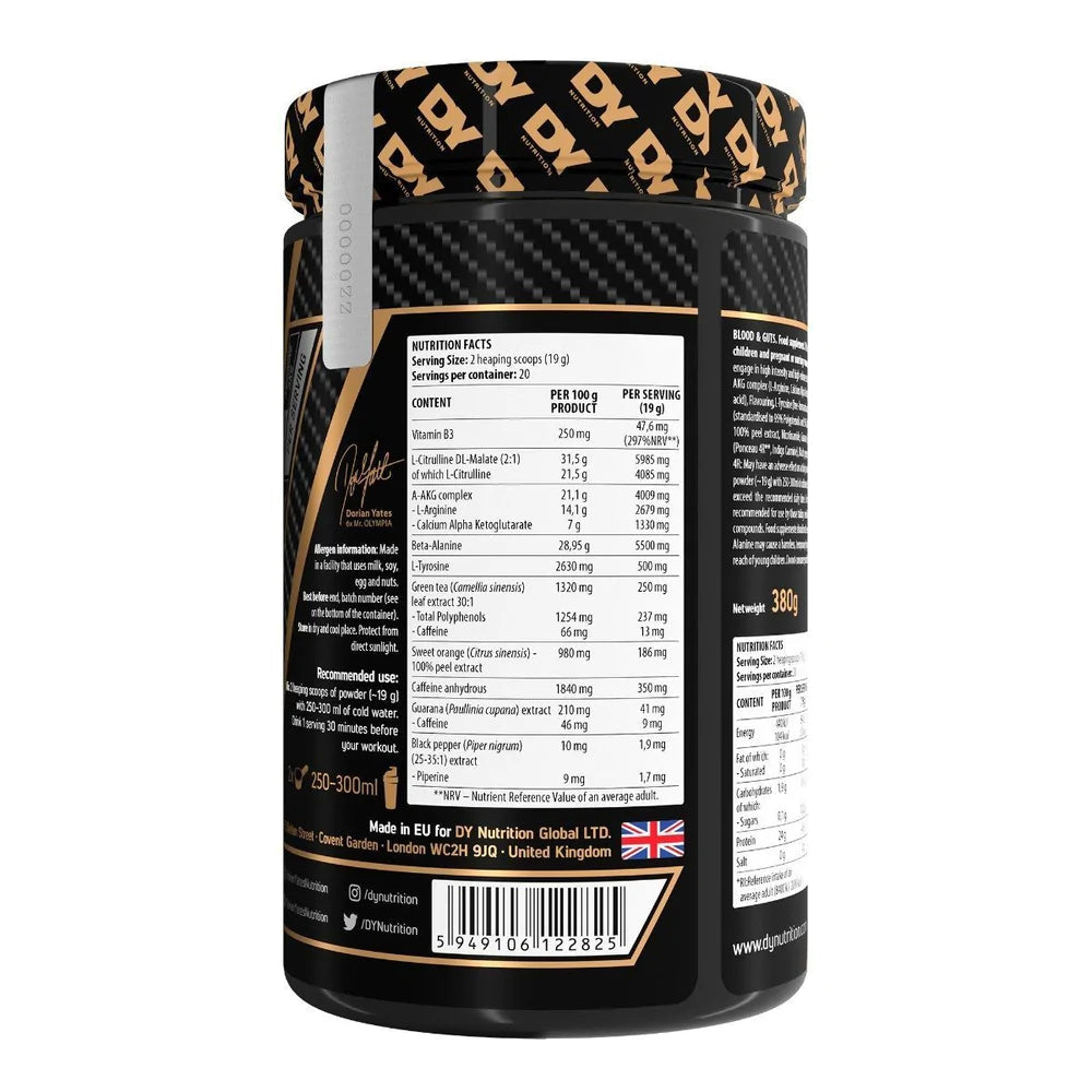 Dorian Yates DY - Blood & Guts Pre-Workout - 20 Servings