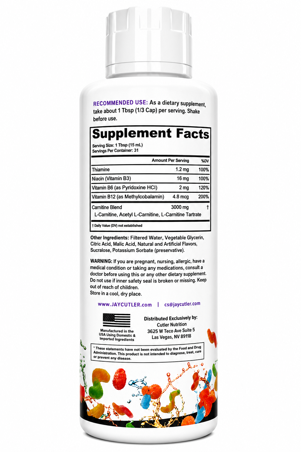 Cutler Nutrition - Liquid L-Carnitine 3000