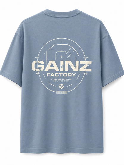 Oversized Graphic Tee – Blue & white