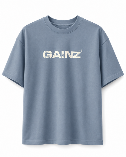 Oversized Graphic Tee – Blue & white