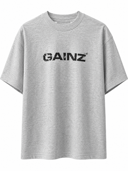 Oversized Graphic Tee – Grey & Black